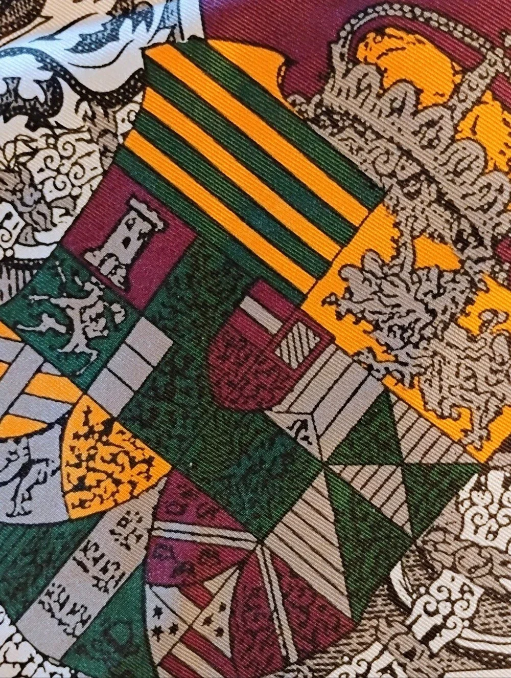 Vintage Ginnie Johansen 100% Silk Scarf 36” Heraldic Coat of Arms Japan